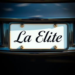 A realistic and detailed image of a license plate featuring the words "La Elite" prominently displayed