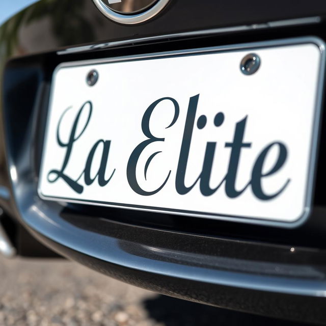 A realistic and detailed image of a license plate featuring the words "La Elite" prominently displayed