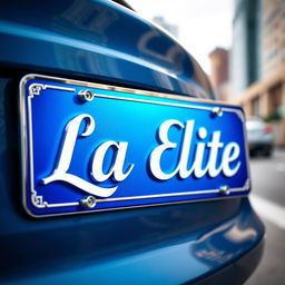 A vivid and detailed representation of a license plate that showcases the words "La Elite" in stylish, bold letters