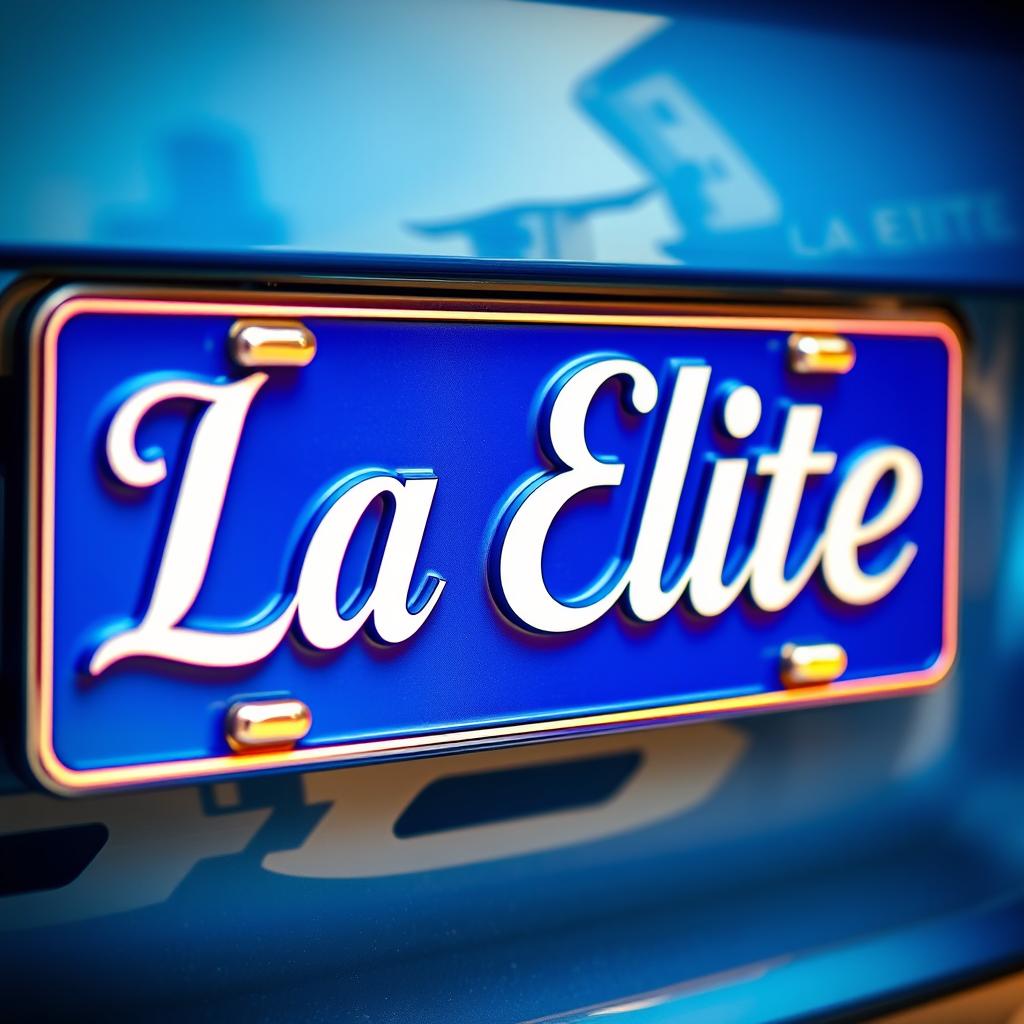 A vivid and detailed representation of a license plate that showcases the words "La Elite" in stylish, bold letters