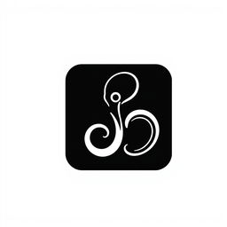 A unique and minimalist vector logo featuring a single octopus tentacle inside a black square