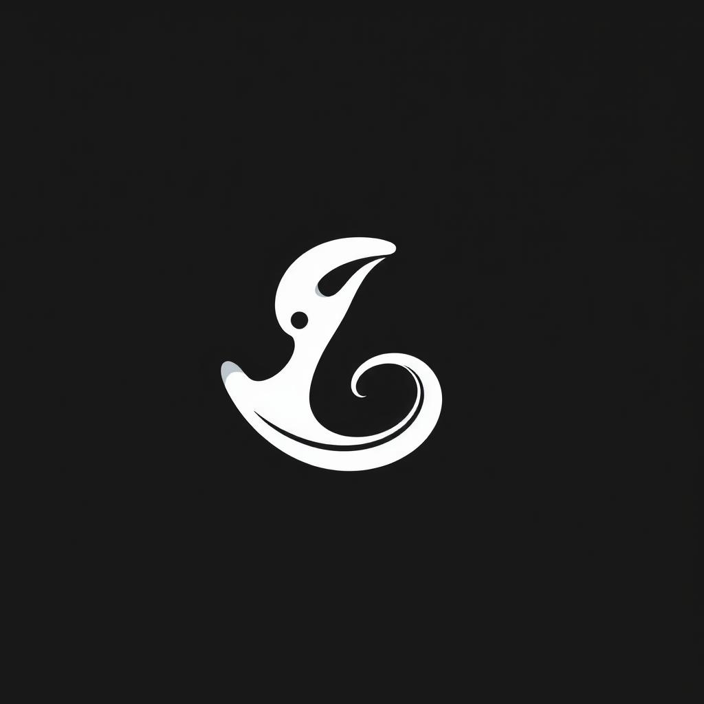 A unique and minimalist vector logo featuring a single octopus tentacle inside a black square