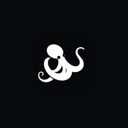A unique and minimalist vector logo featuring a single octopus tentacle inside a black square