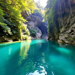 A scenic view of the Baños de Magdalena, located at the bottom of a stunning ravine