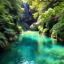 A scenic view of the Baños de Magdalena, located at the bottom of a stunning ravine