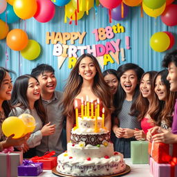 A heartwarming scene at an 18th surprise birthday party for a beautiful Korean teenage girl