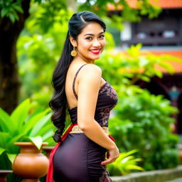 A gorgeous Batak woman from Medan, showcasing her natural beauty and curves