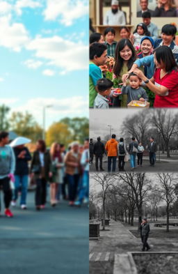 A split-image scene showcasing the contrast between the positive and negative effects of volunteering