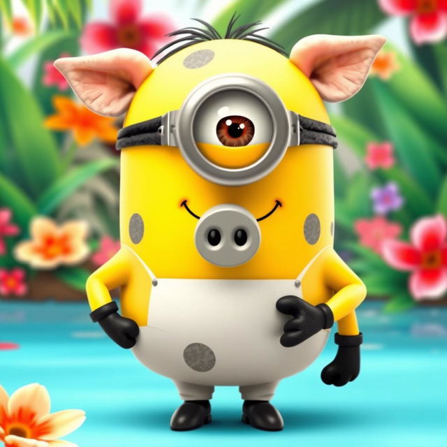 A Minion dressed as Pua, the adorable pig from Disney's Moana