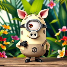A Minion dressed as Pua, the adorable pig from Disney's Moana