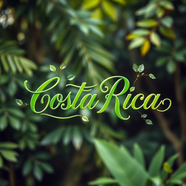 An artistic sign displaying the words "Costa Rica" in elegant cursive lettering