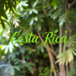 An artistic sign displaying the words "Costa Rica" in elegant cursive lettering