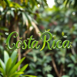 An artistic sign displaying the words "Costa Rica" in elegant cursive lettering