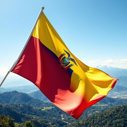 A beautifully rendered image of the Ecuadorian flag waving gracefully in the wind