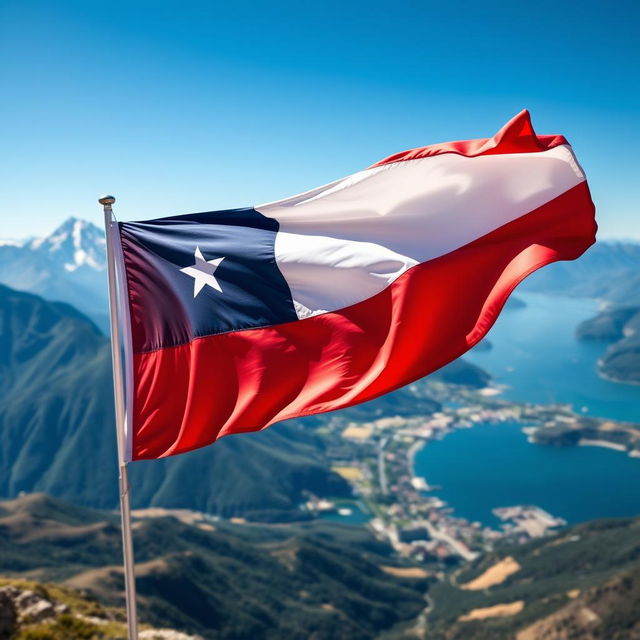 A stunning image of the Chilean flag waving proudly in the wind