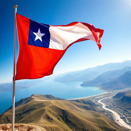 A stunning image of the Chilean flag waving proudly in the wind