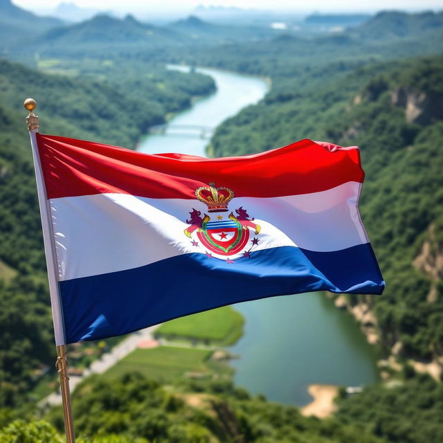 A captivating image of the Paraguayan flag fluttering in the breeze