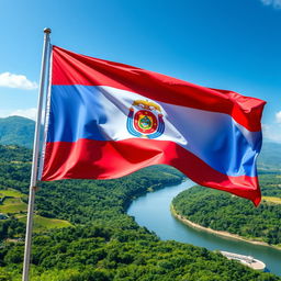 A captivating image of the Paraguayan flag fluttering in the breeze