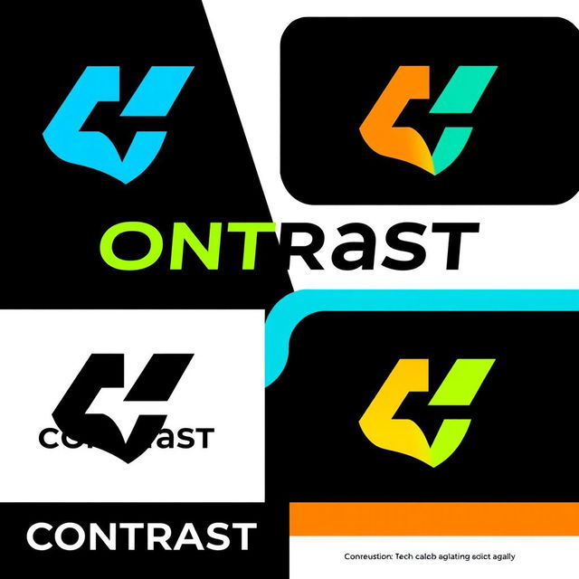 Logo design for a modern and energetic tech store called ‘Contrast’