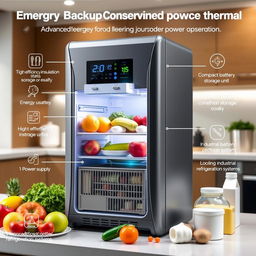 An advanced energy backup and thermal conservation system designed to keep refrigerator food safe during prolonged power outages