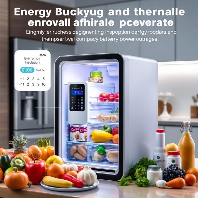 An advanced energy backup and thermal conservation system designed to keep refrigerator food safe during prolonged power outages