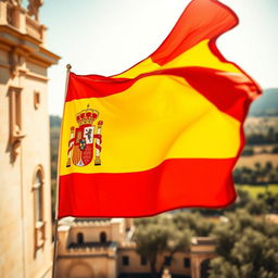 A striking image of the Spanish flag fluttering in the wind