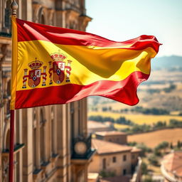 A striking image of the Spanish flag fluttering in the wind