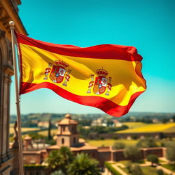 A striking image of the Spanish flag fluttering in the wind