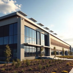 A striking image of a modern industrial building designed with sleek architecture