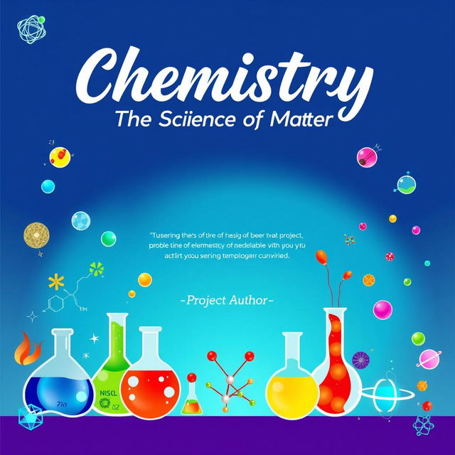 A vibrant and engaging front page for a chemistry project, featuring a modern design