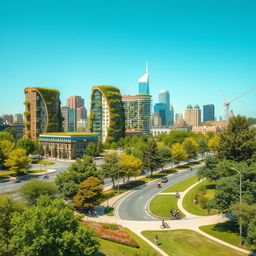 A beautiful and harmonious image of an ecologically balanced city