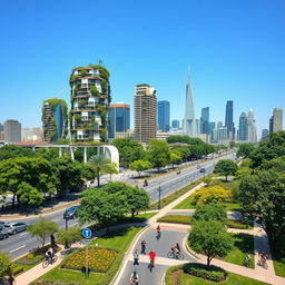A beautiful and harmonious image of an ecologically balanced city