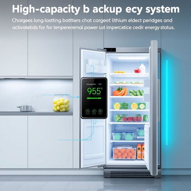 A high-capacity backup battery system that uses long-lasting lithium batteries charged by electrical current during supply periods and activated during power outages