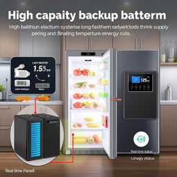 A high-capacity backup battery system that uses long-lasting lithium batteries charged by electrical current during supply periods and activated during power outages