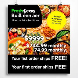 A vibrant and eye-catching poster ad for FreshEats Inc