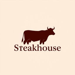 A logo for a restaurant named 'Steakhouse', featuring a stylized cow silhouette combined with elegant font for the restaurant name