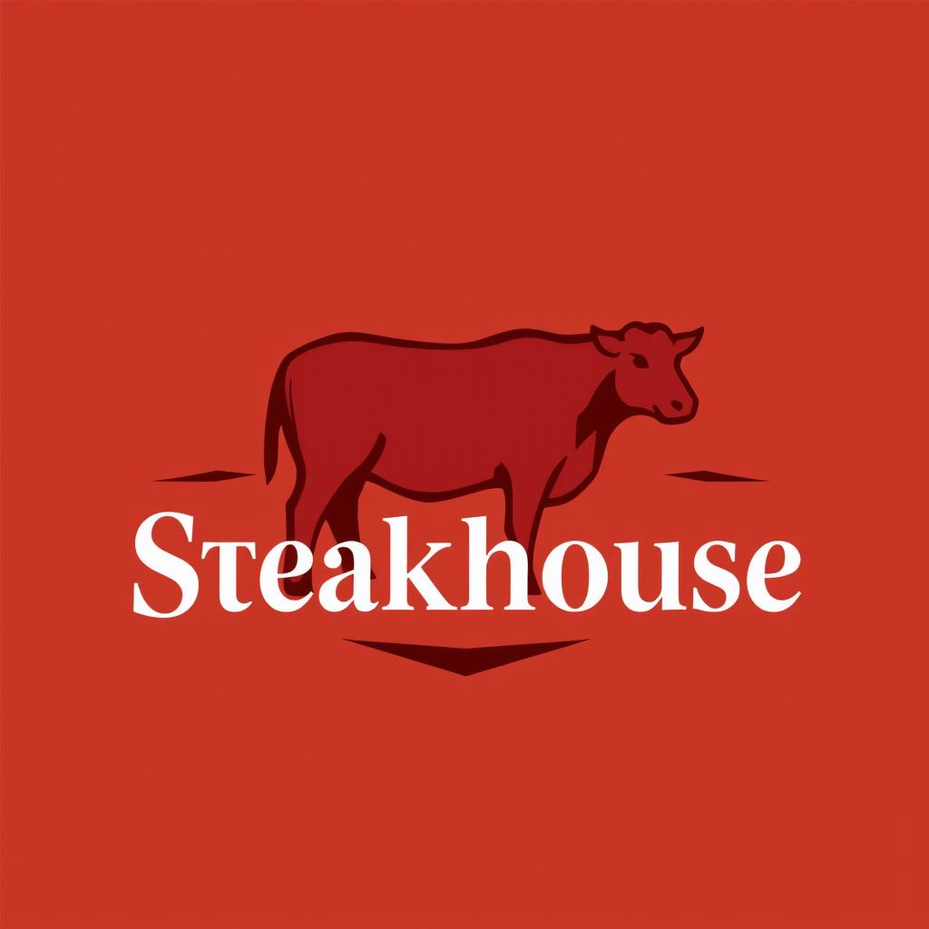 A logo for a restaurant named 'Steakhouse', featuring a stylized cow silhouette combined with elegant font for the restaurant name