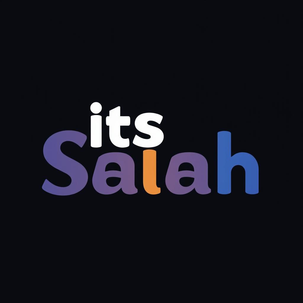 A logo design featuring the words "Its Salah" creatively arranged based on the shapes of the letters themselves