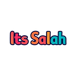 A logo design featuring the words "Its Salah" creatively arranged based on the shapes of the letters themselves