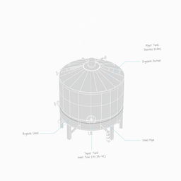 Detailed illustration of an industrial anaerobic digestion chamber for wastewater treatment, designed in a DIY style