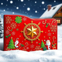 A beautifully decorated Christmas folder, featuring vibrant Christmas colors such as red, green, and gold