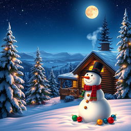 A beautiful Christmas landscape featuring a serene winter scene