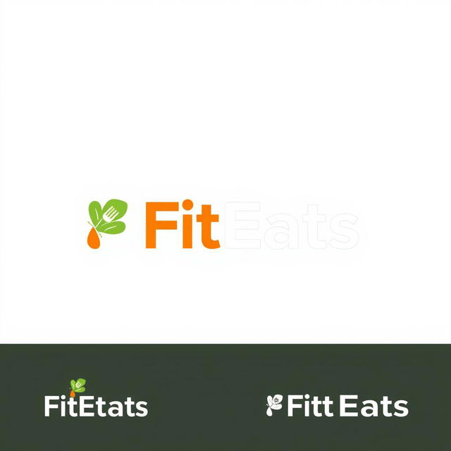 A modern and sleek logo design for the brand 'FitEats', which specializes in healthy meal plans