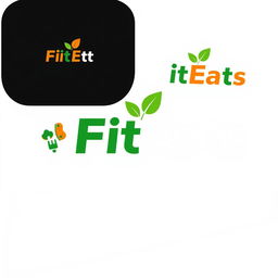 A modern and sleek logo design for the brand 'FitEats', which specializes in healthy meal plans