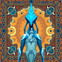 A mesmerizing digital illustration of a futuristic creature showcasing a striking blue and white color scheme