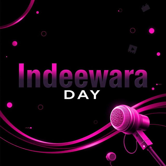 A striking competition poster for media day titled "Indeewara" featuring a bold, modern font for the text