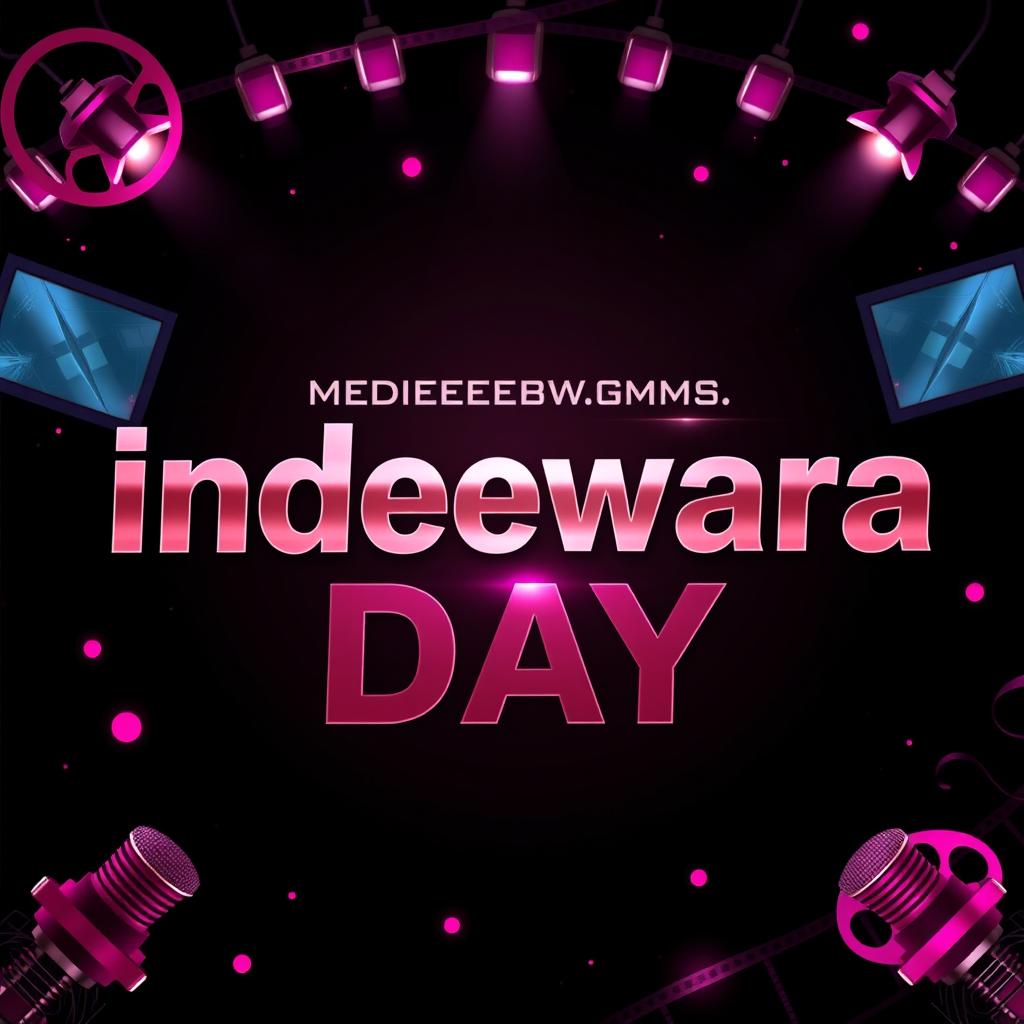 A striking competition poster for media day titled "Indeewara" featuring a bold, modern font for the text