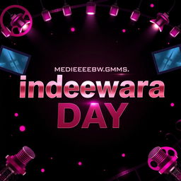 A striking competition poster for media day titled "Indeewara" featuring a bold, modern font for the text