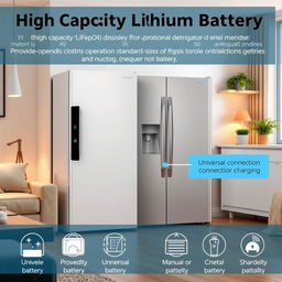 A high-capacity lithium battery (LiFePO4) with a modern design that seamlessly integrates into home aesthetics