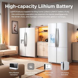 A high-capacity lithium battery (LiFePO4) with a modern design that seamlessly integrates into home aesthetics